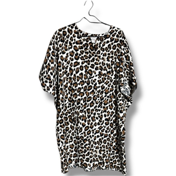 Chico's Chic Animal Print Knee Length T-Shirt Style Short Sleeve Kaftan - Picture 15 of 16